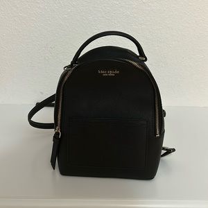 KATE SPADE black leather mini backpack with pockets